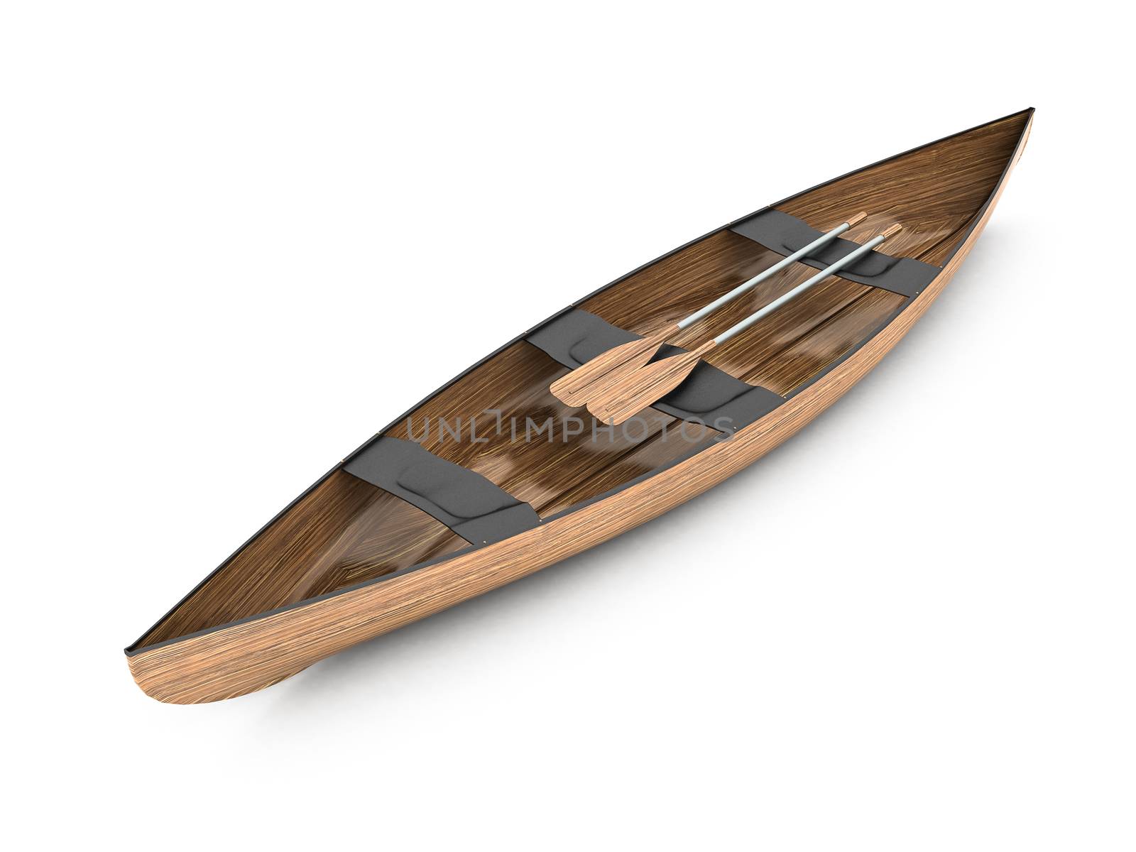 Wooden boat canoe isolated on a white background
