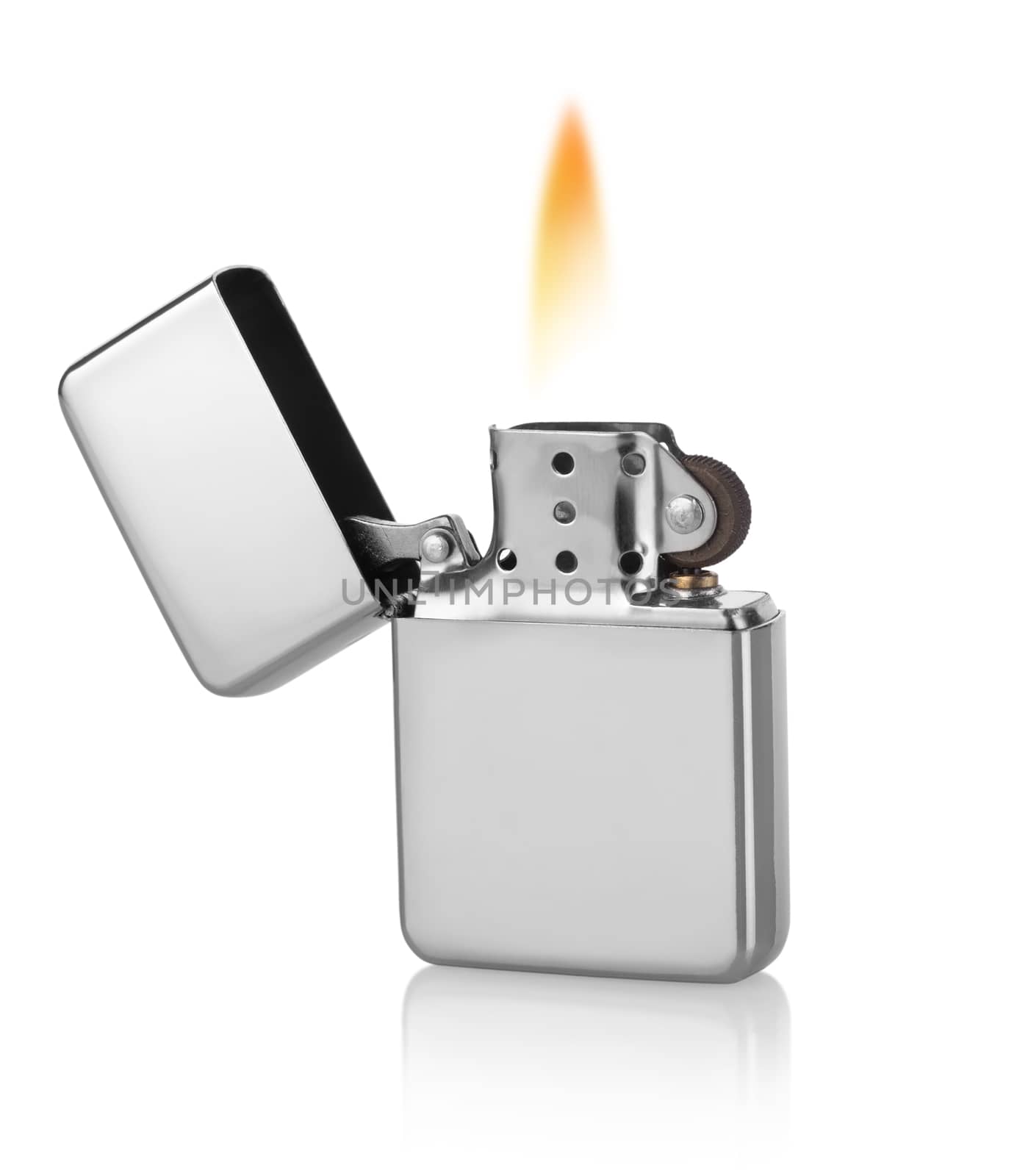 Metal lighter isolated on a white background