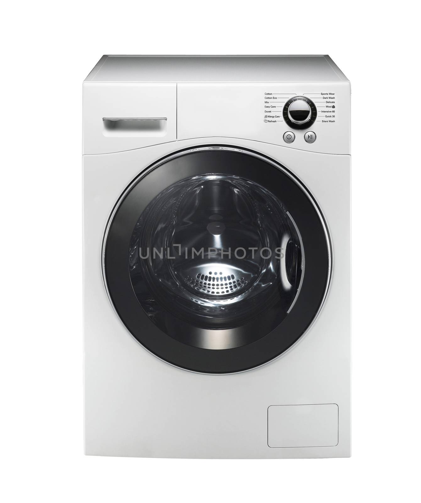 white washing machine isolated on white background