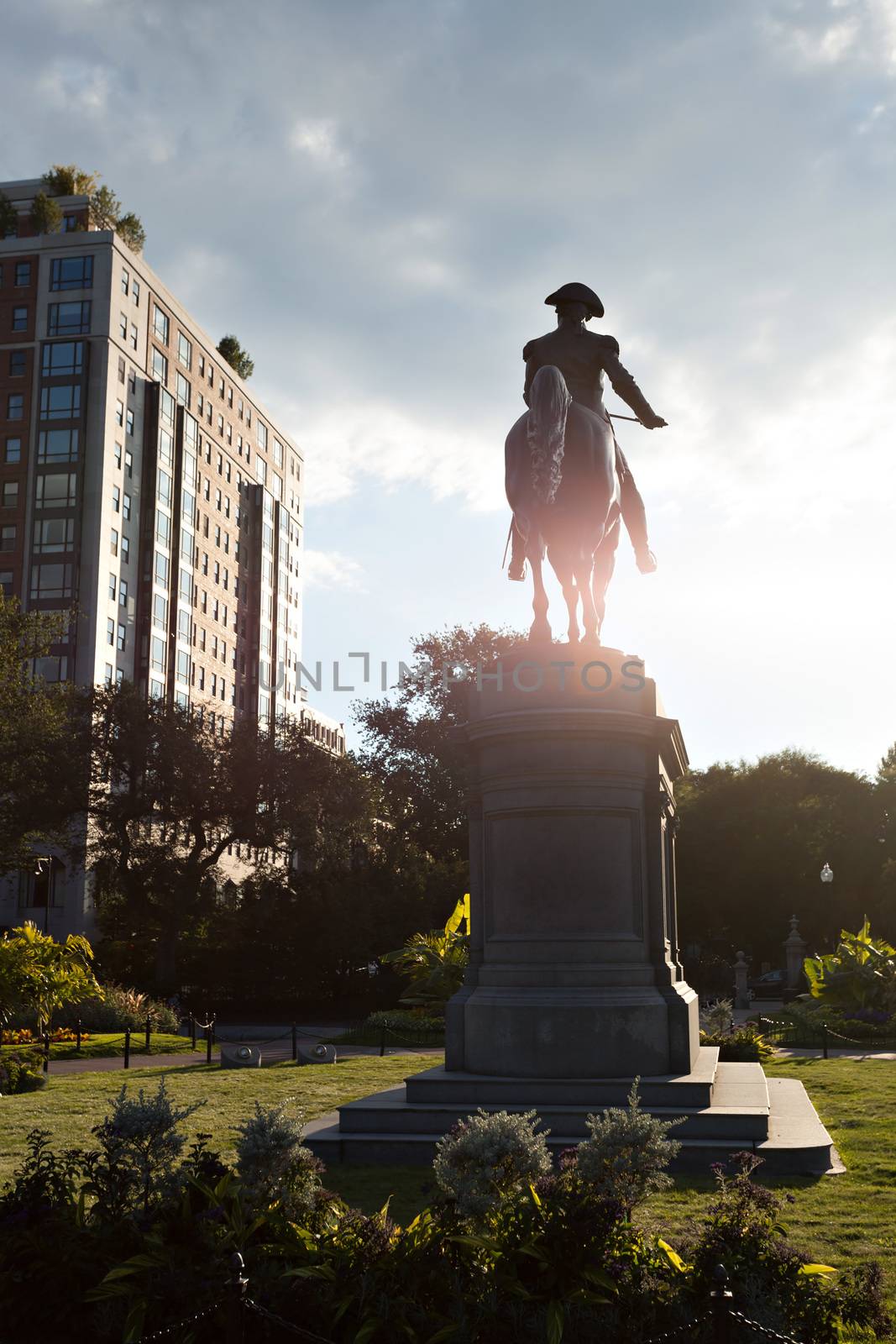 Boston Massachusetts George Washington statue located in the Public Garden.