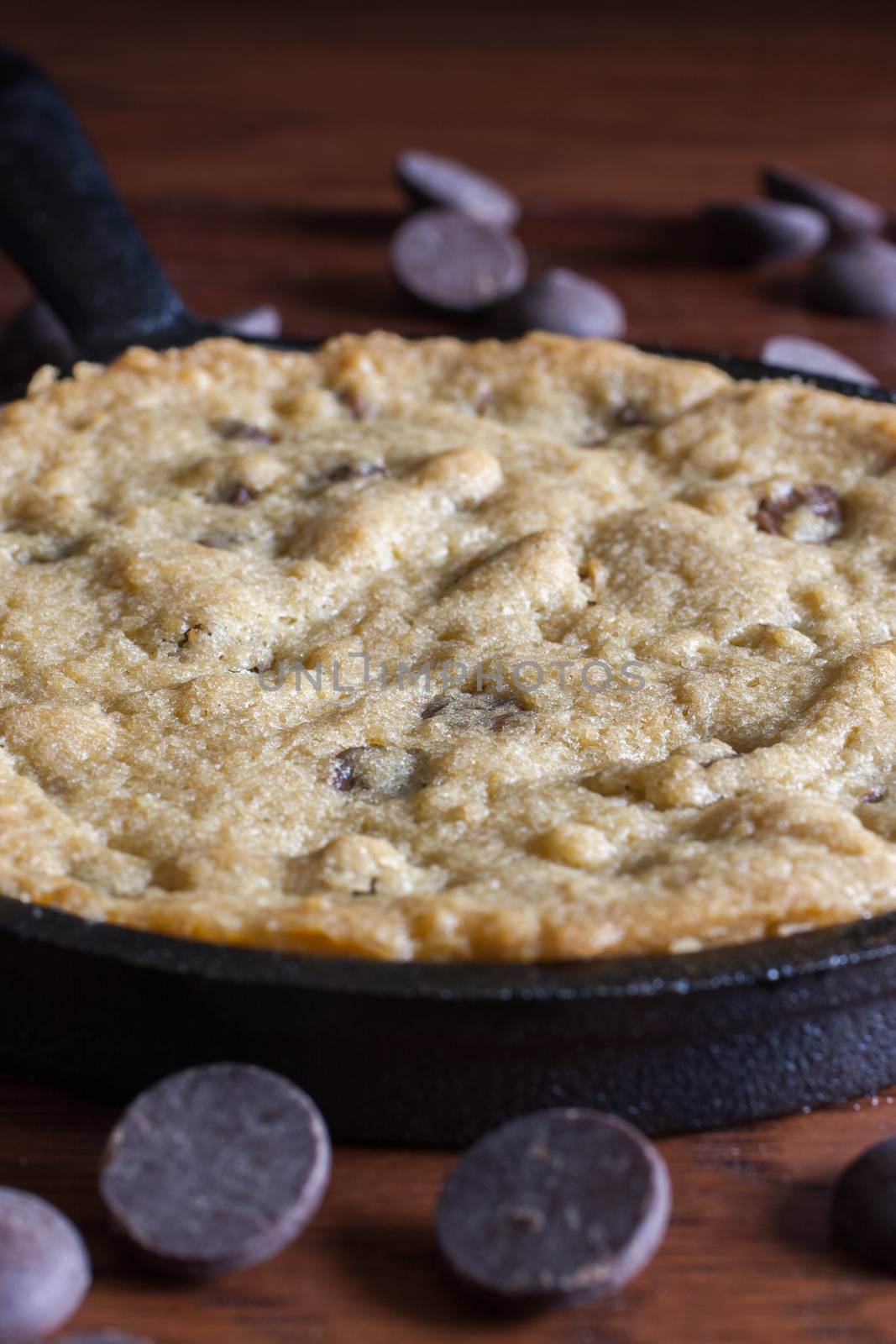 Chocolate Chip cookie in Cast Iron pan by SouthernLightStudios