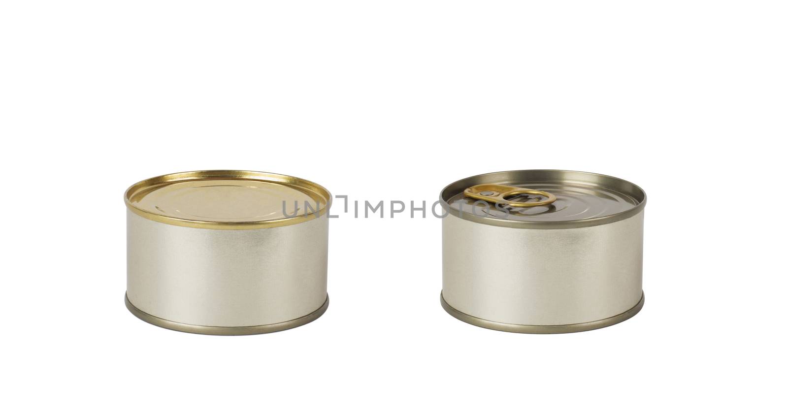 two closed cans on white background