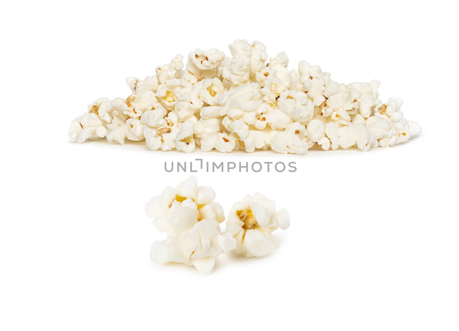 Popcorn pile isolated on white