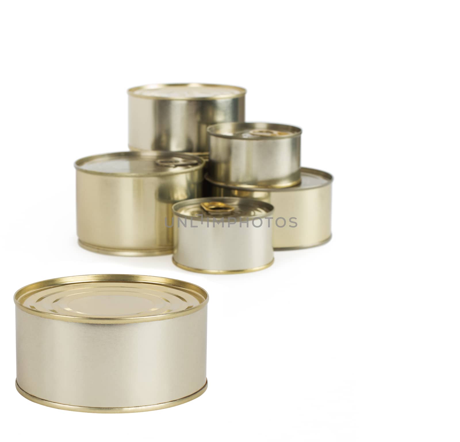 Tin cans isolated on white