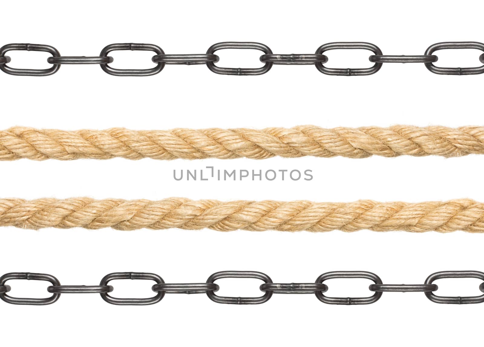 Chains with rope on white