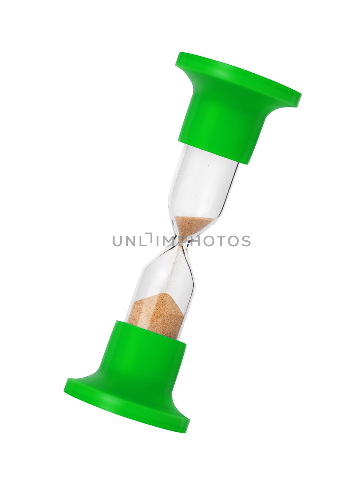 green sand-glass isolated on white background