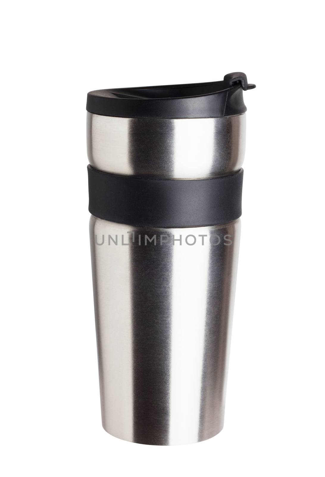 Thermos travel tumbler, cup. Closeup.