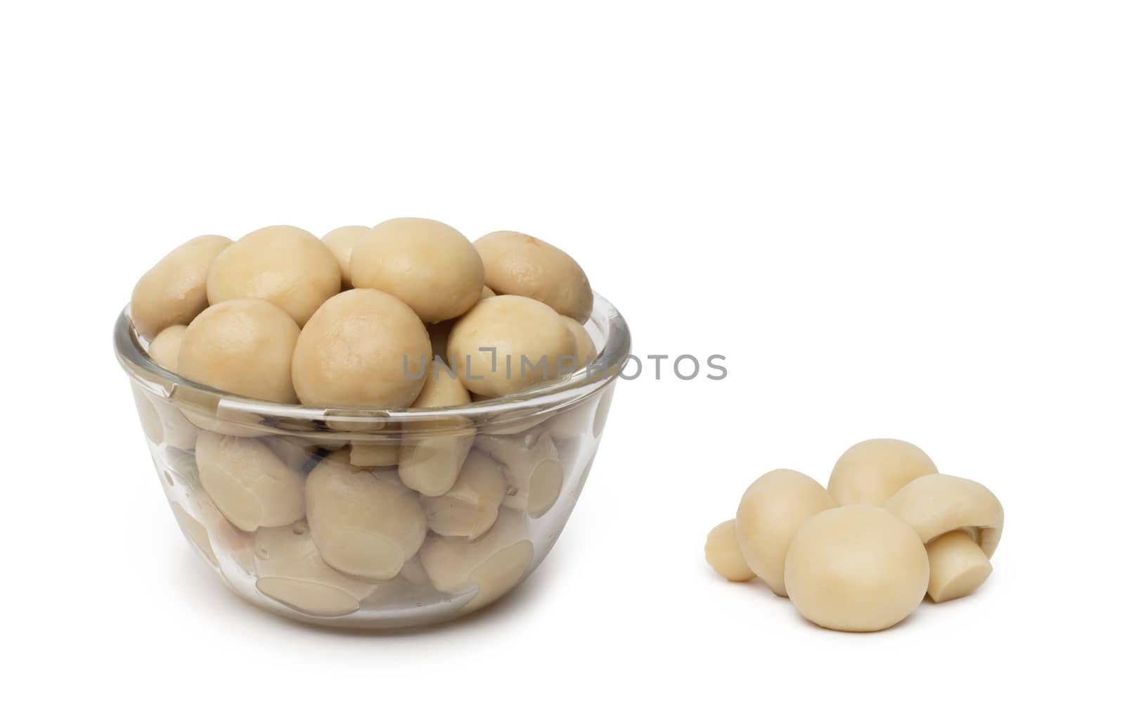 small dish of tasty canned sliced mushrooms.