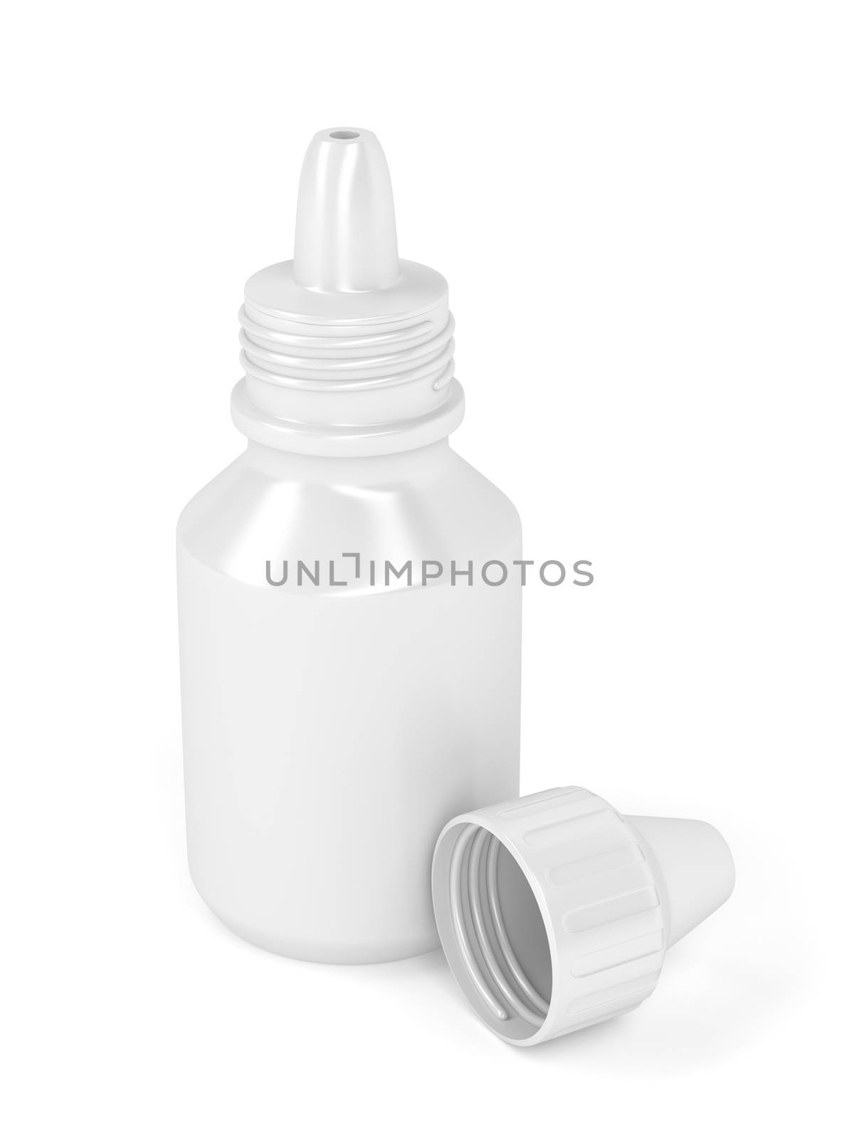 Eye drops bottle on white background