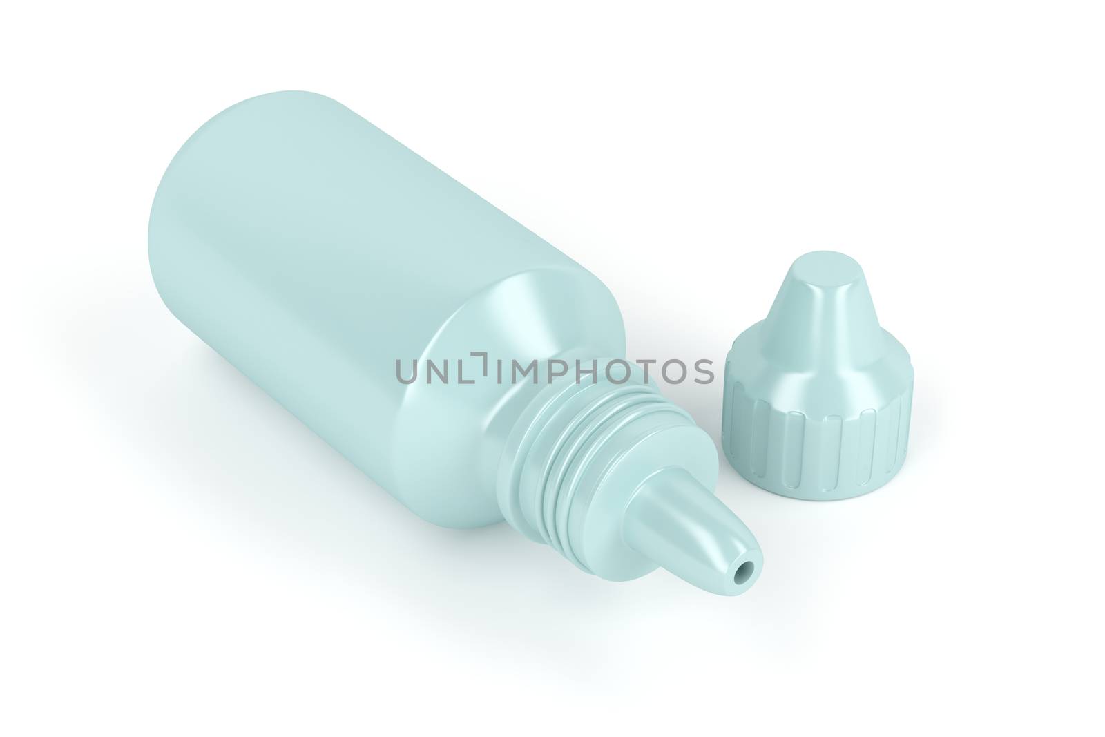 Plastic bottle for eye drop on white background