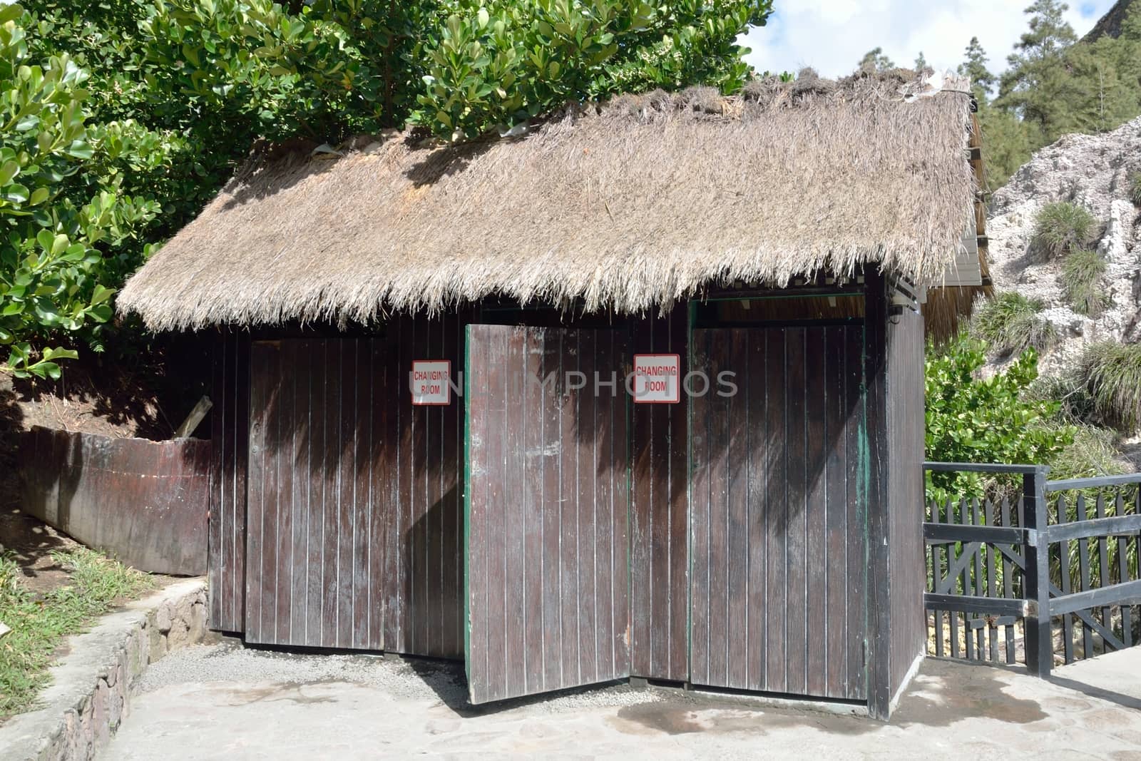 Outdoor wooden changing rooms