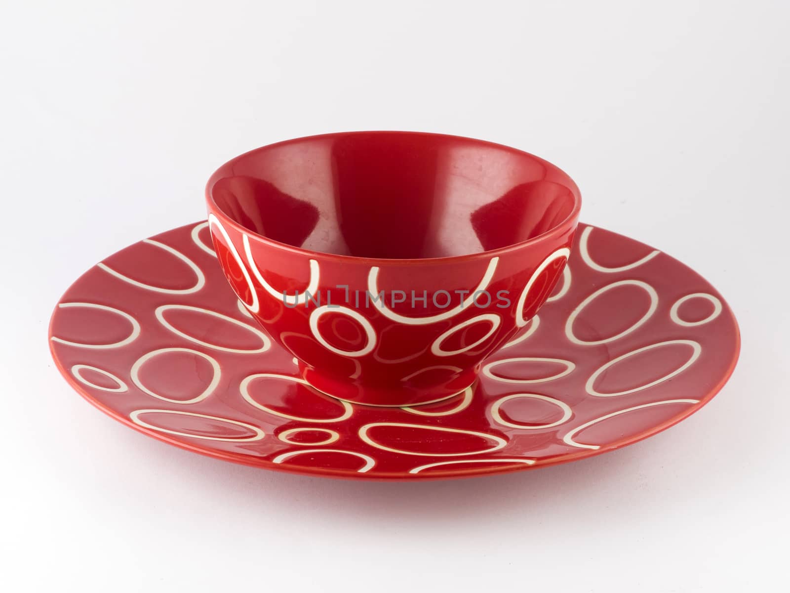 Red Plate with White Background, Isolation