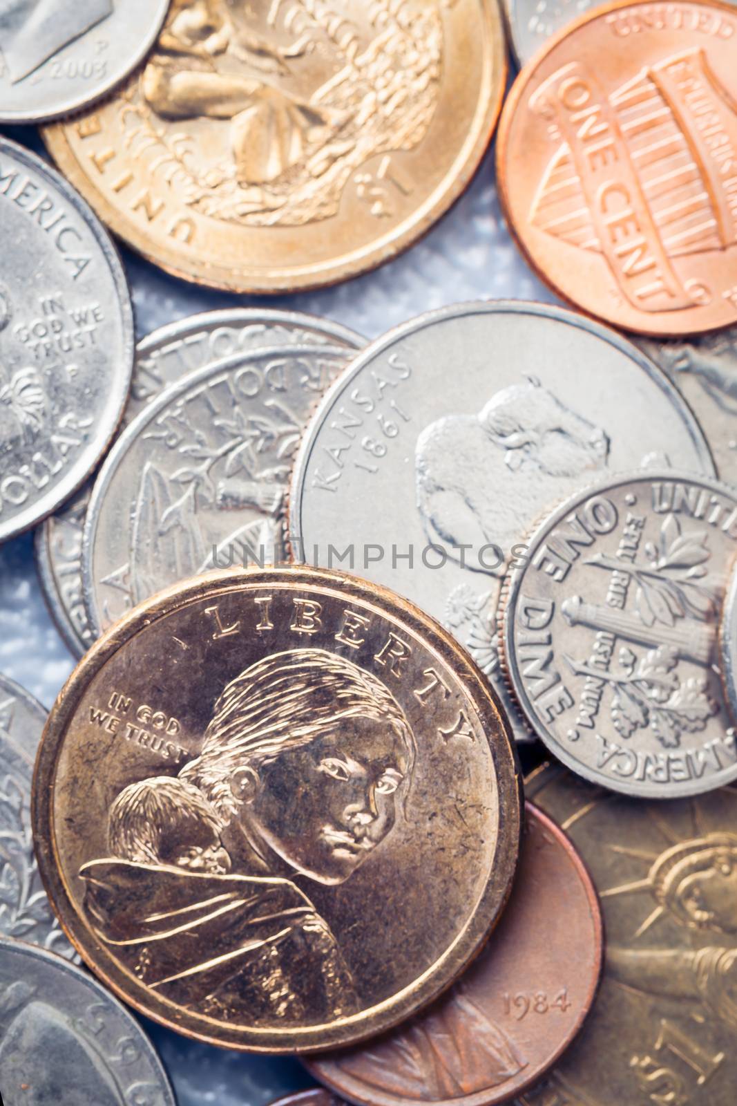 Group of US American coins