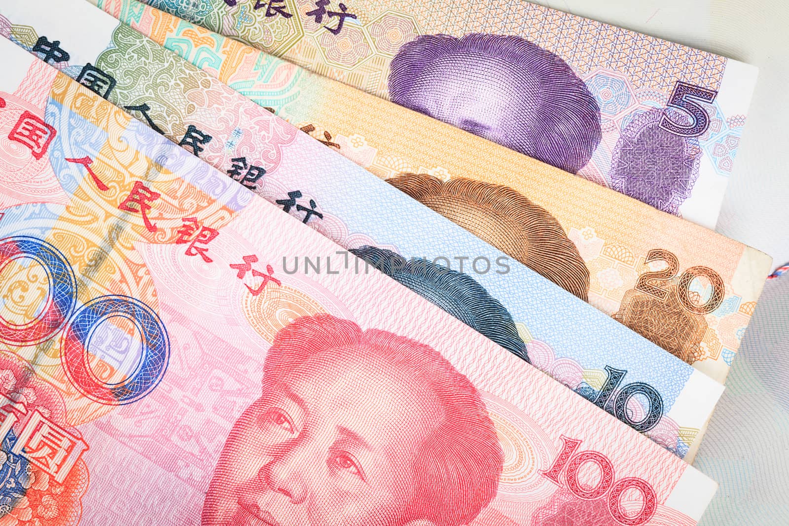 Chinese or Yuan banknotes money  from China's currency, close up by FrameAngel