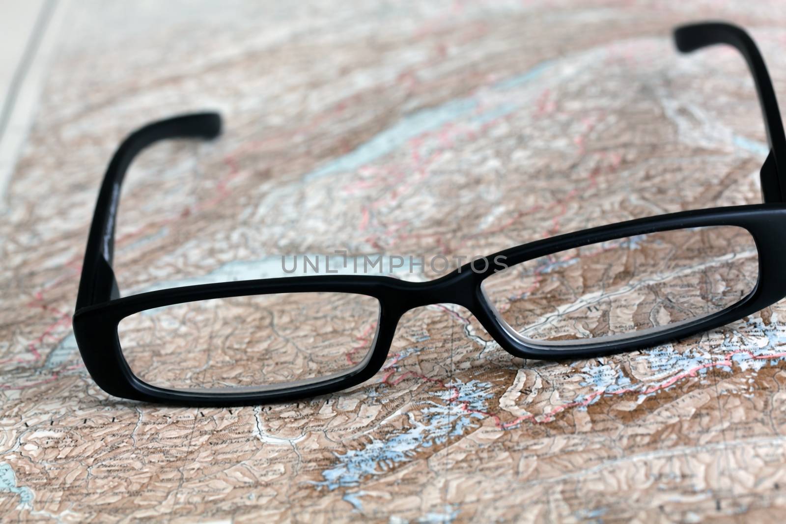 Glasses on a historical map