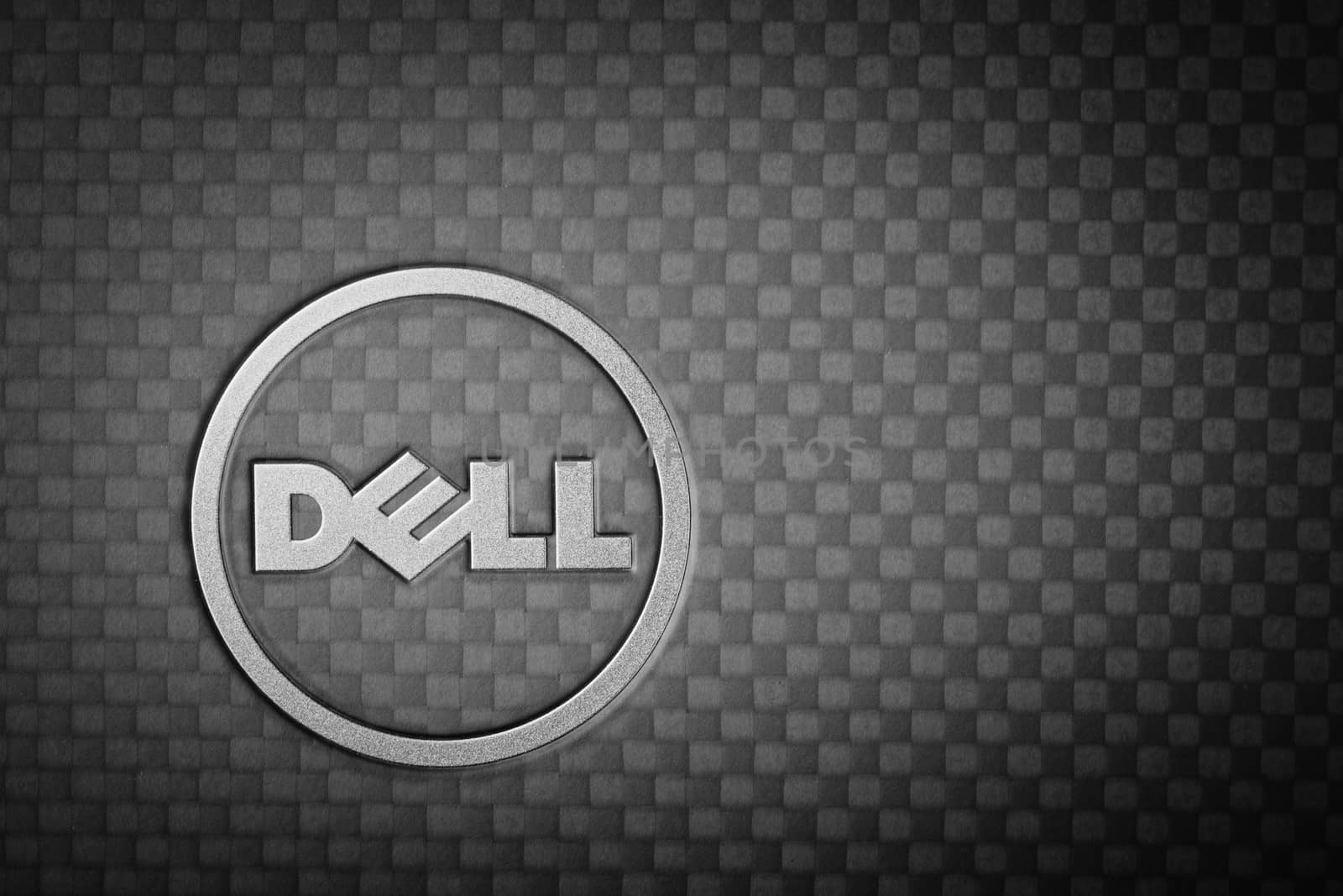 BANGKOK THAILAND - JANUARY25 : Dell logo made from stainless steel on notebook cover black color, in Bangkok, Thailand on January 25, 2015