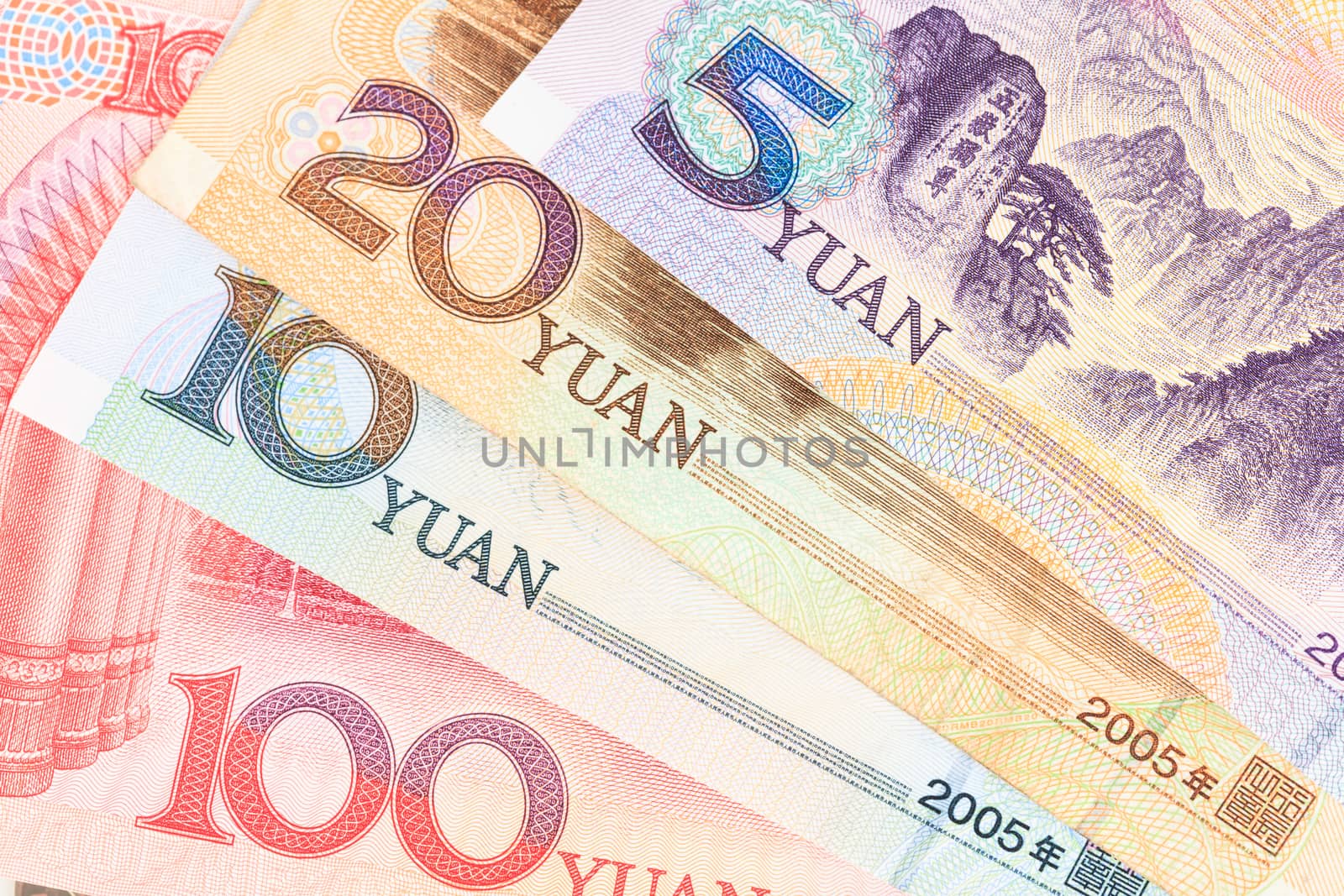 Chinese or Yuan banknotes money  from China's currency, close up by FrameAngel