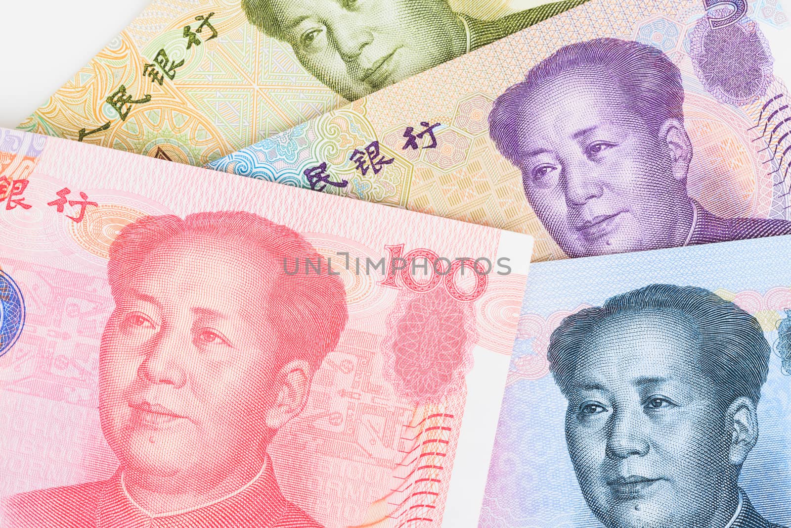 Chinese or Yuan banknotes money and coins from China's currency, by FrameAngel