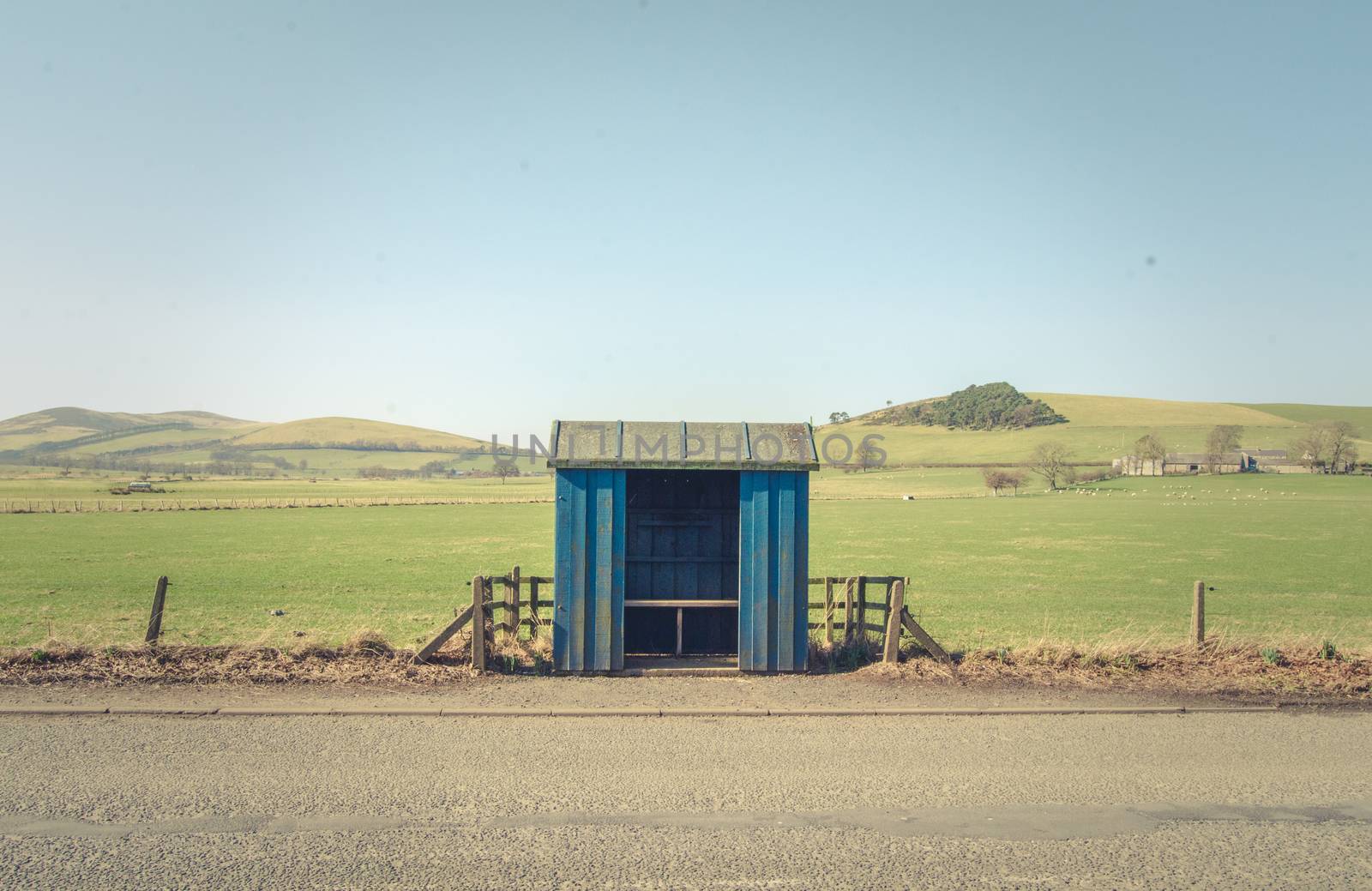 Isolated Bus Shelter In A Rural Setting In Scotland, UK