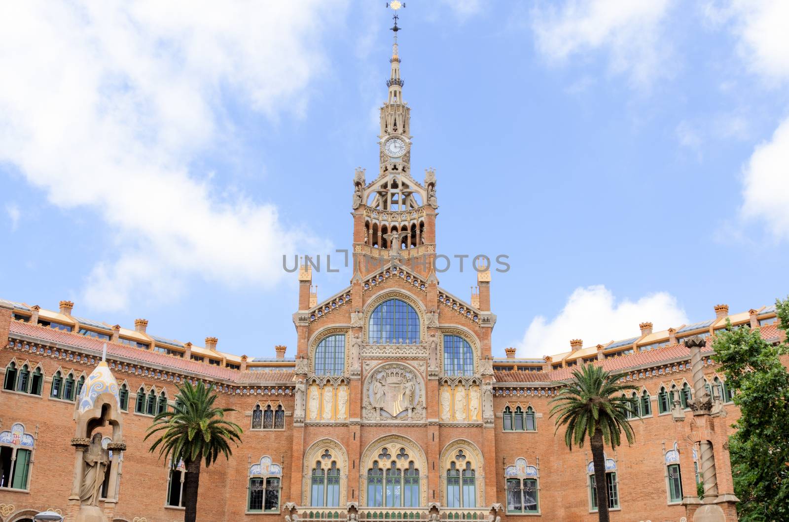 Architectural details of historical building in Madrid, Spain