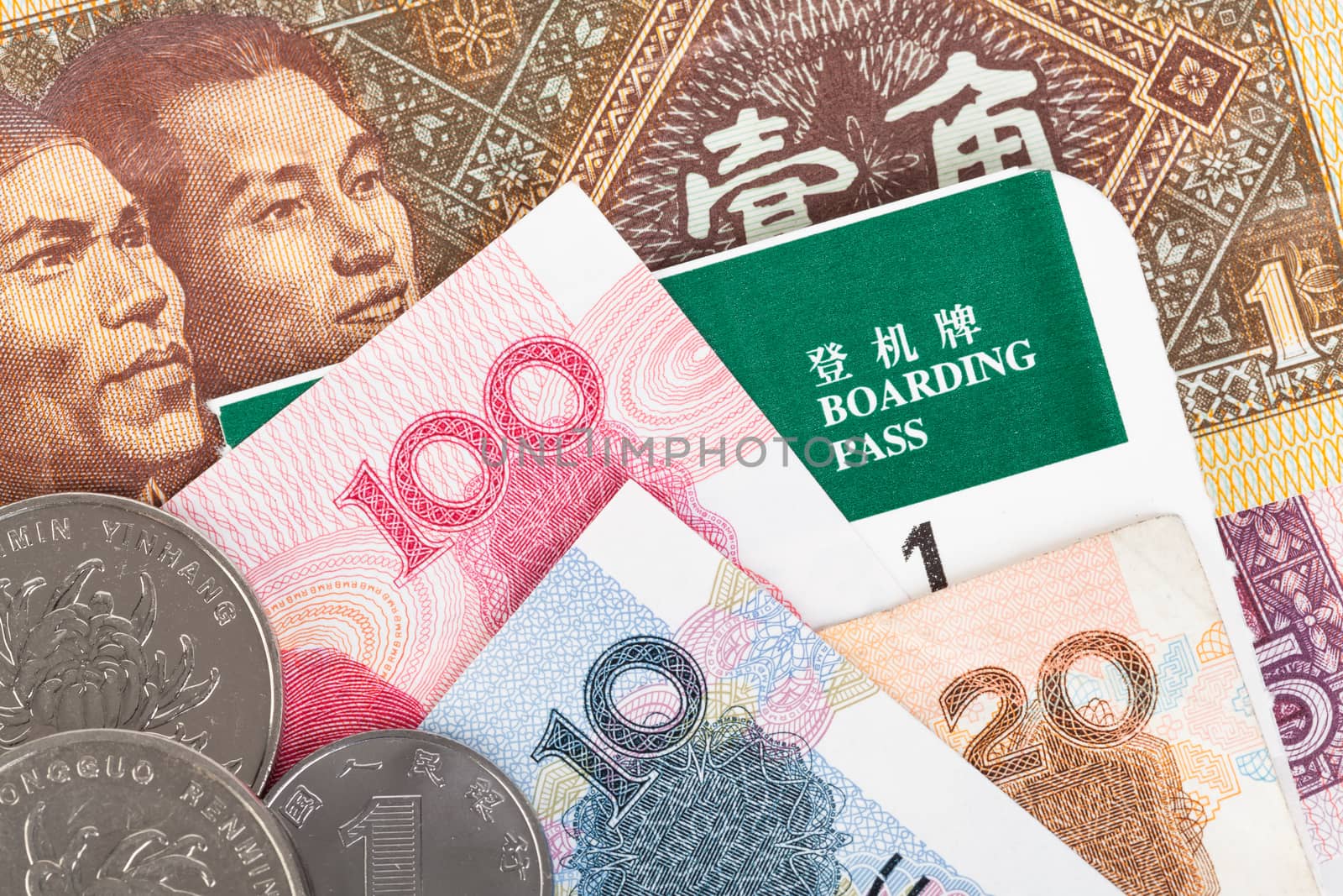 Chinese or Yuan banknotes money and coins from China's currency, by FrameAngel