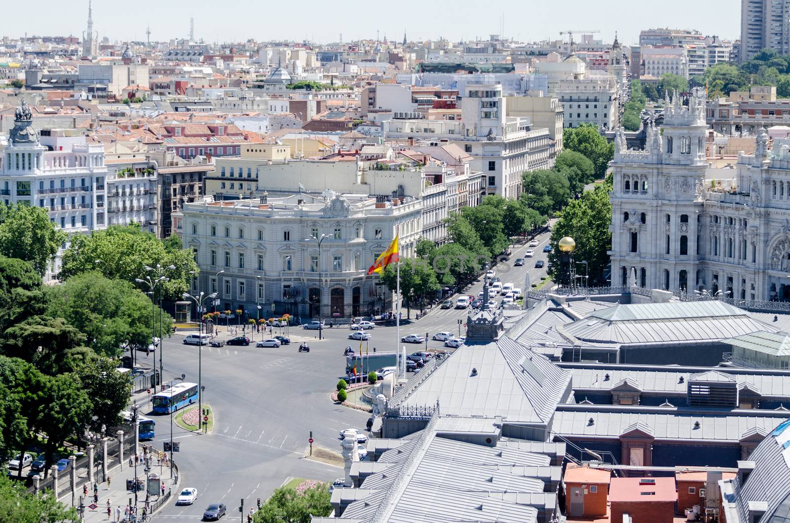 Cityscape of Madrid on summer hot day Spain