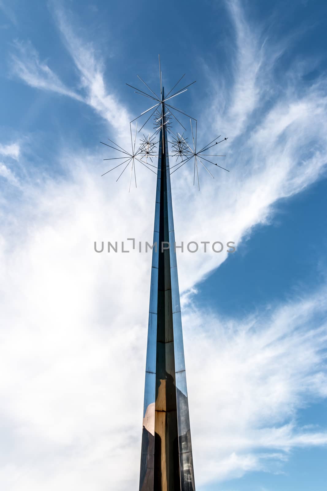 A unique metallic structure which is found by the entrance of the Smithsonian Natural Air and Space Museum in Washington DC