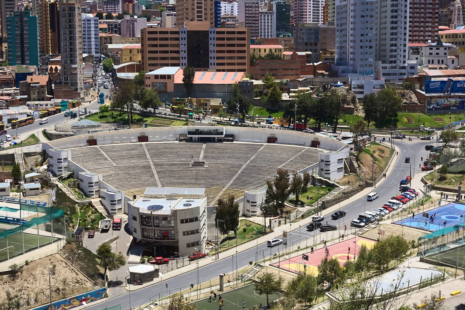 LA PAZ, BOLIVIA - OCTOBER 14, 2014: Open air theater next to the Parque Urbano Central (Central Urban Park) along Avenida del Poeta on October 14, 2014 in La Paz, Bolivia  