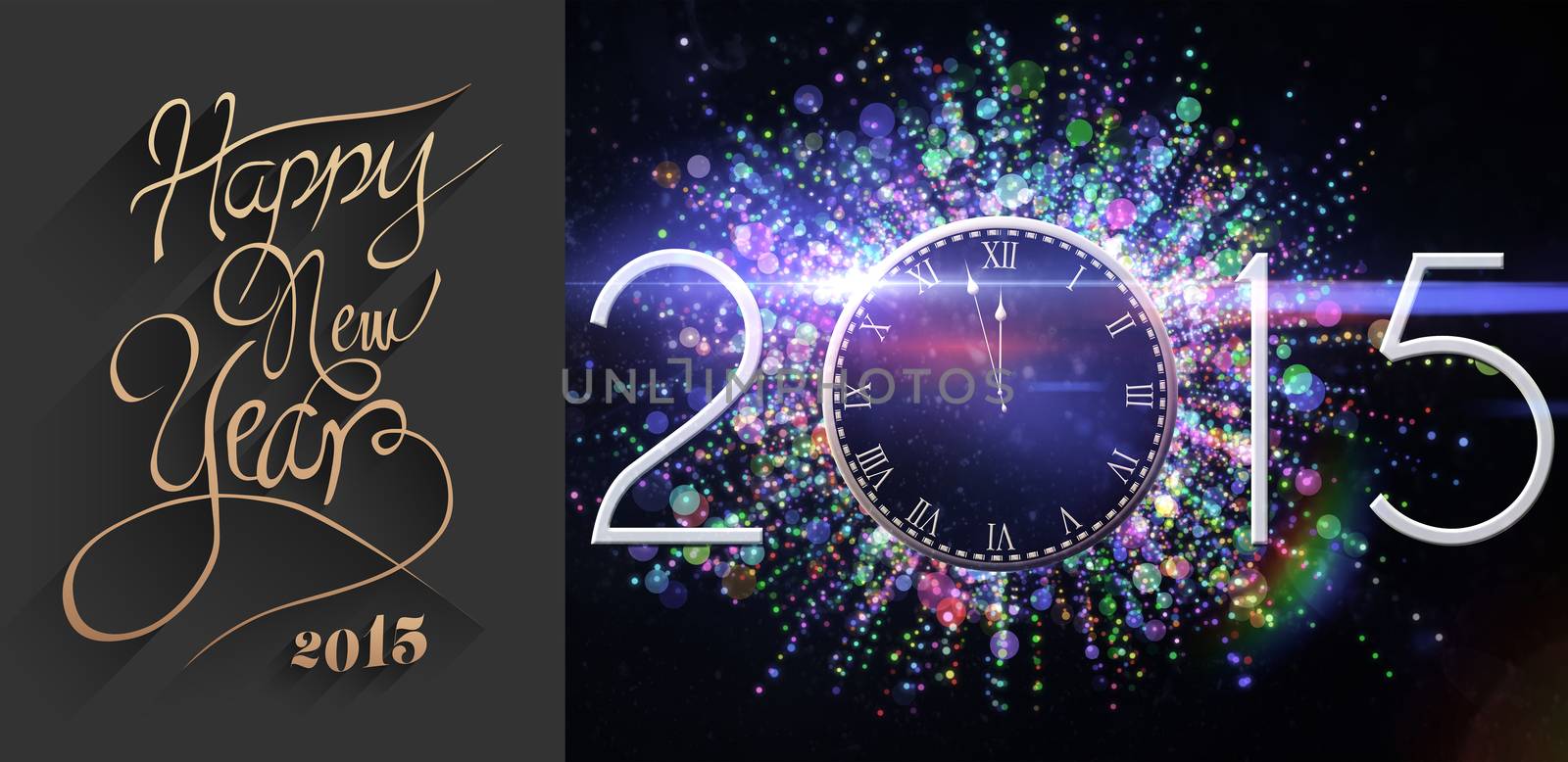 Classy new year greeting against black and purple new year graphic