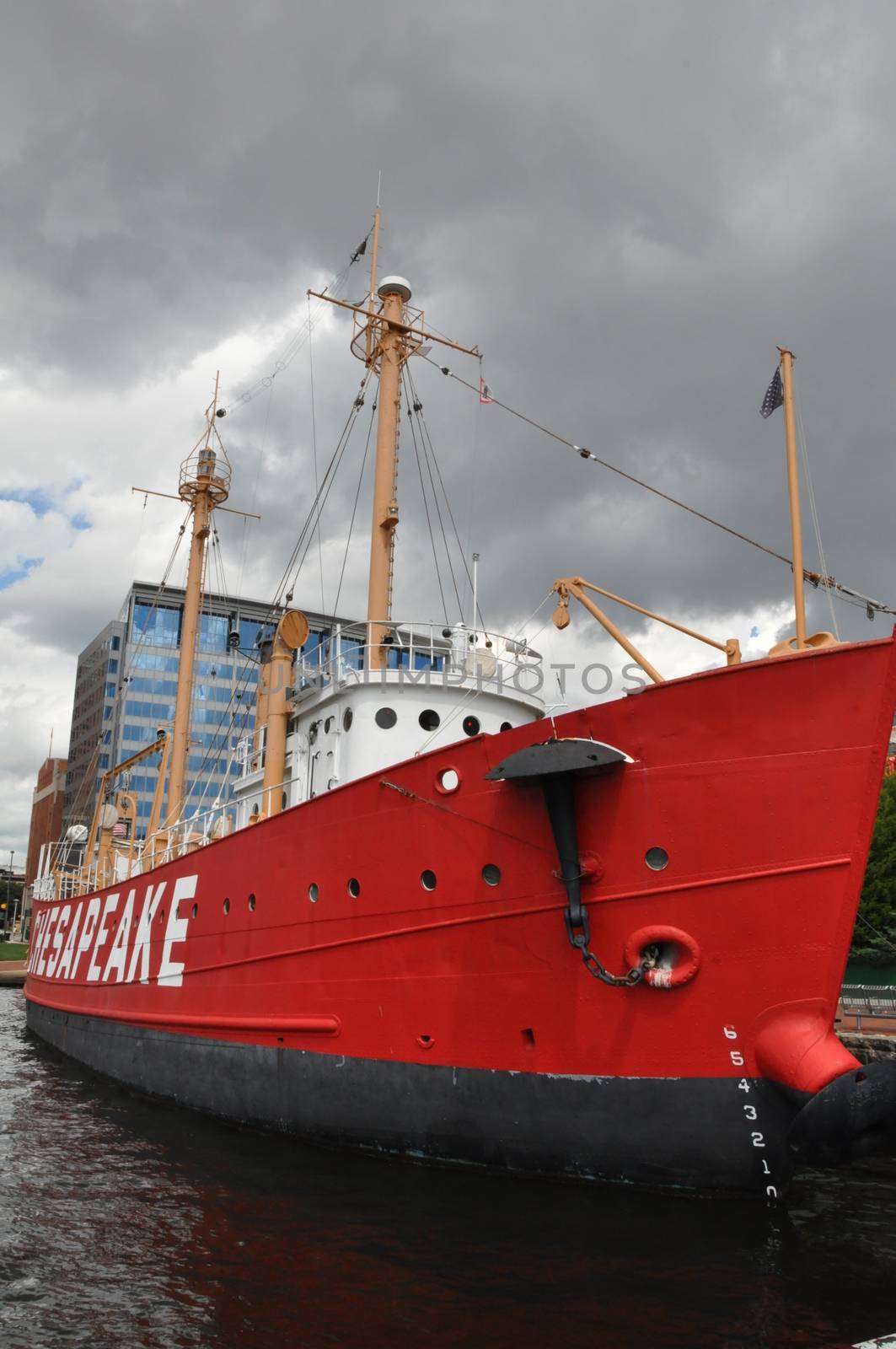 United States lightship Chesapeake (LV-116) docked at the Inner Harbor in Baltimore, Maryland