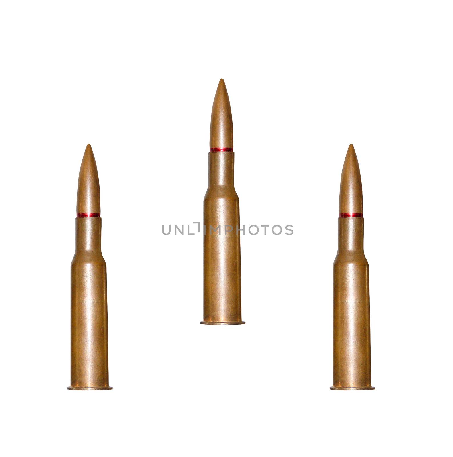 rifle bullet on white background