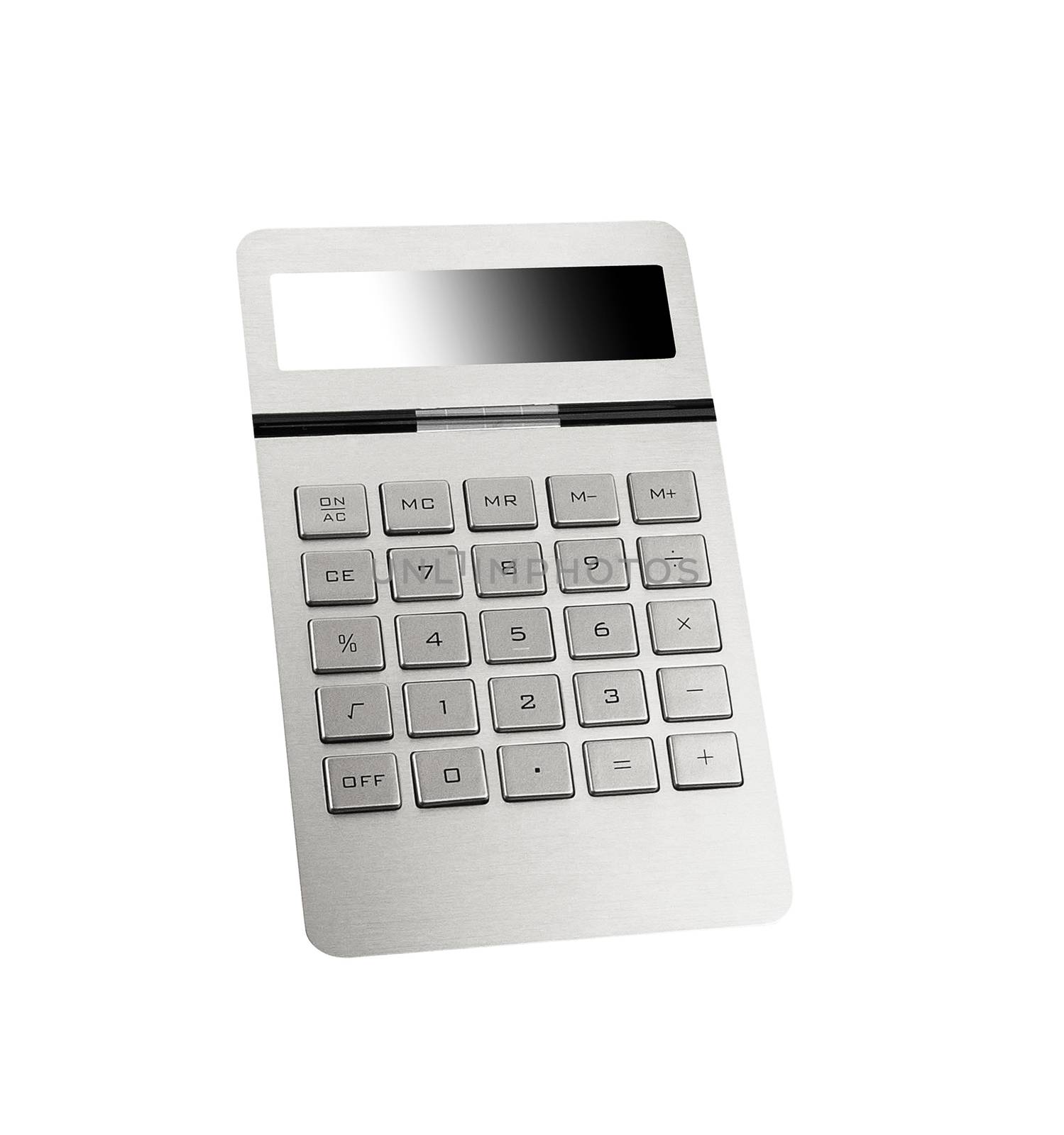 Calculator on white background by ozaiachin