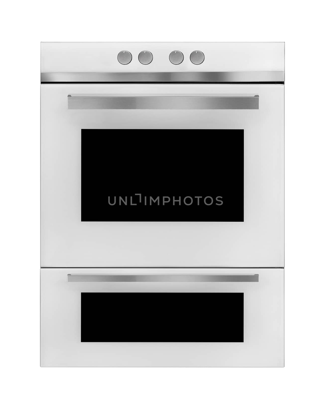 Modern gas cooker on white background