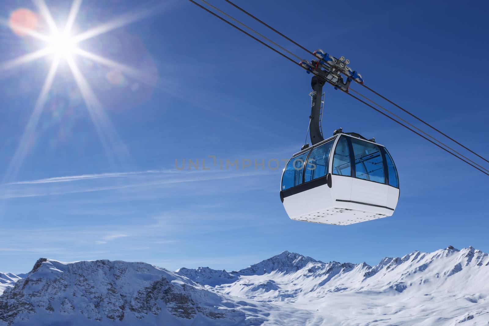 cable car in a mountain area, France.