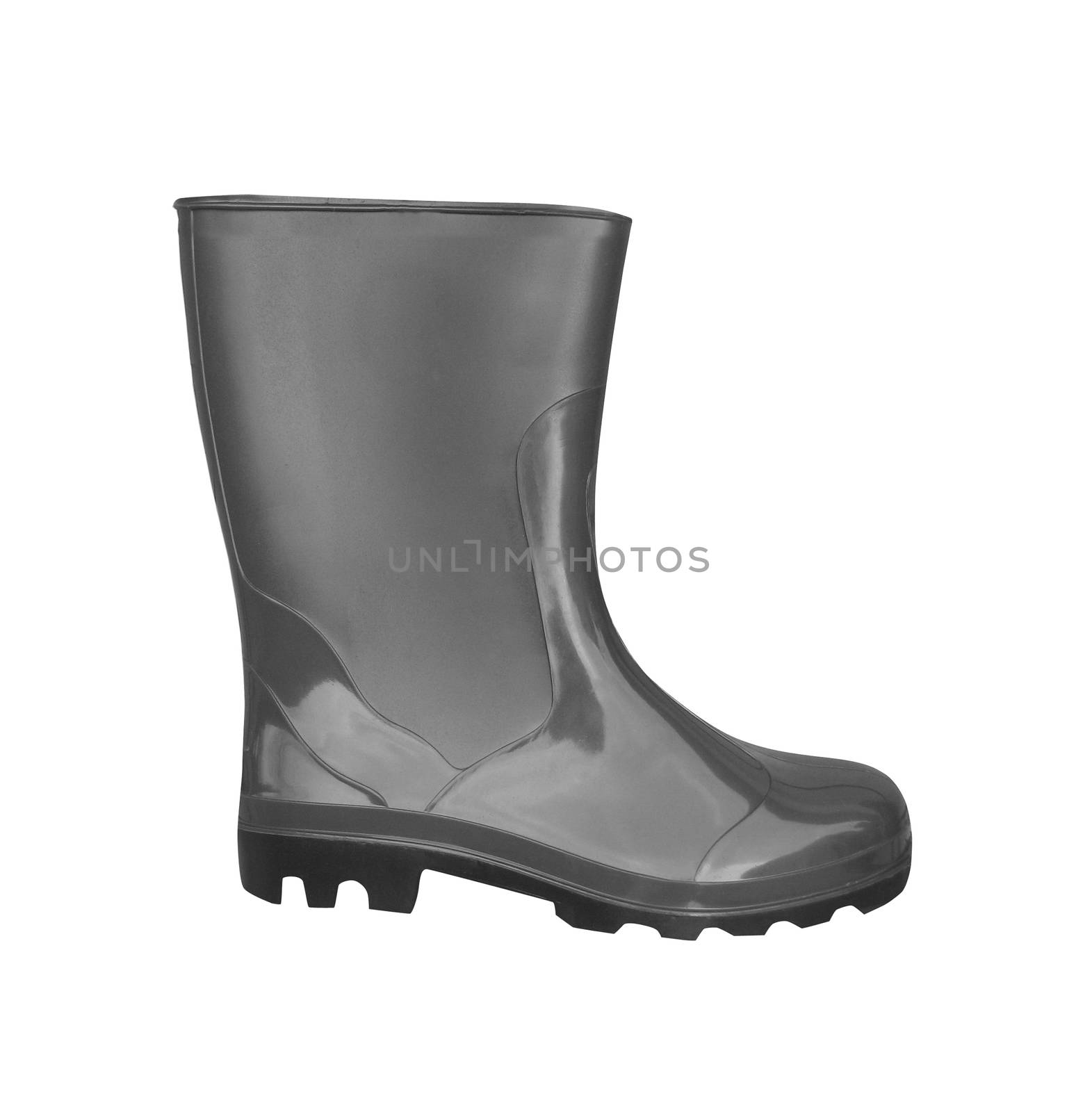 Rubber boot on white background