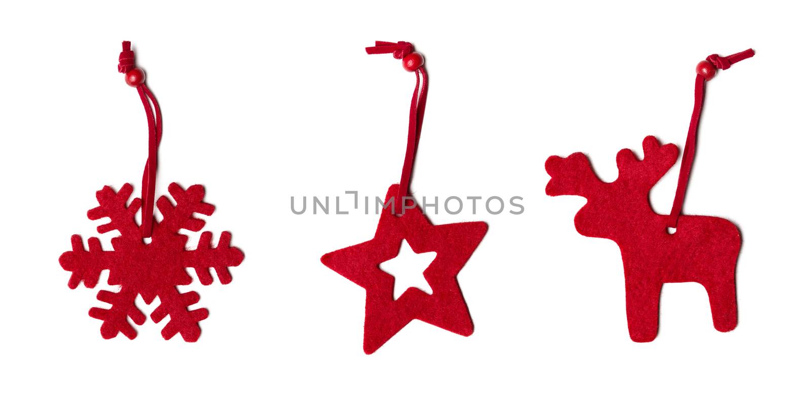 Christmas decorations on white