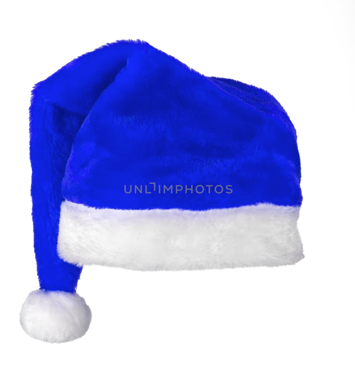 Santa claus blue hat on white background