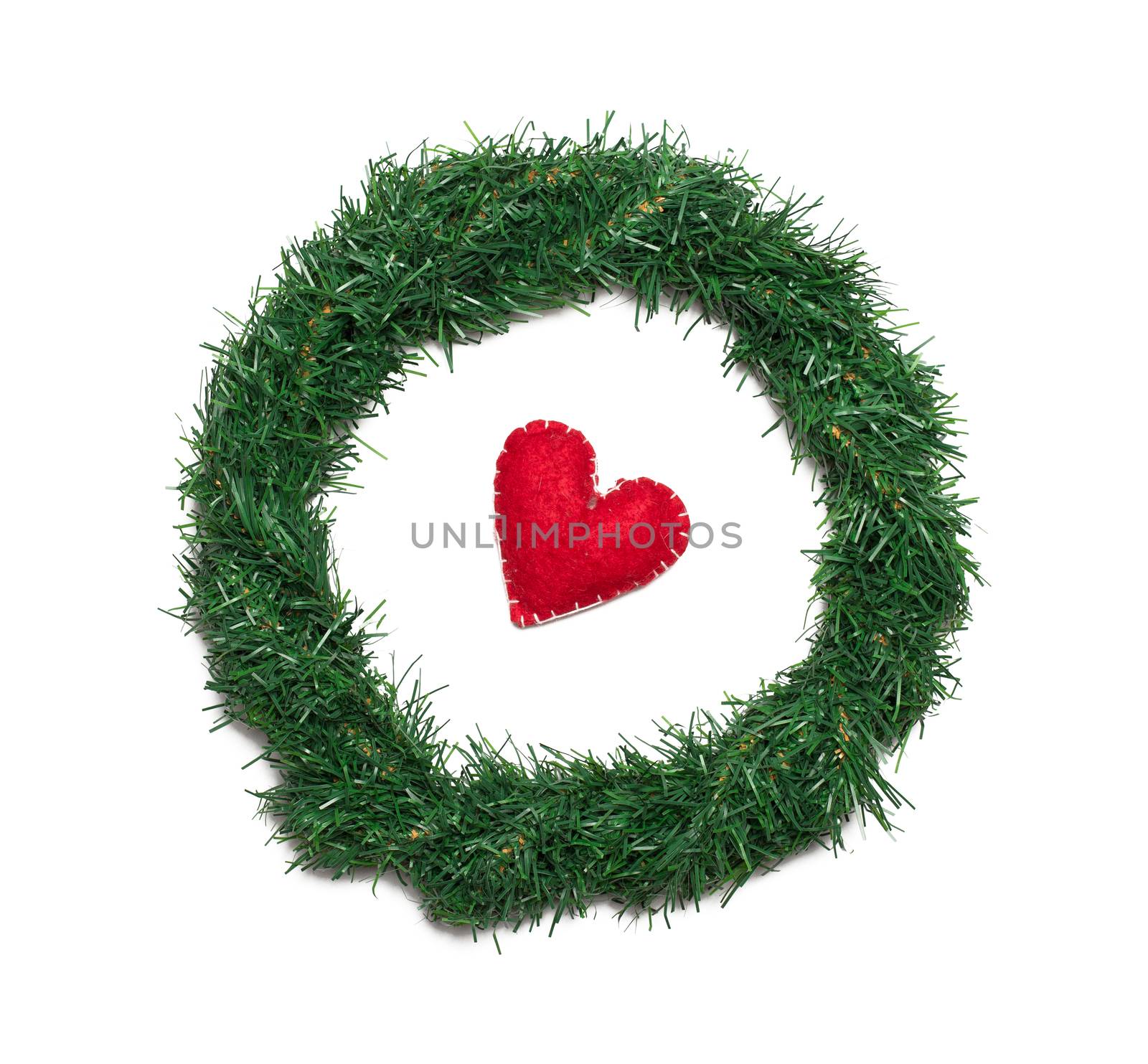 christmas wreath with red heart