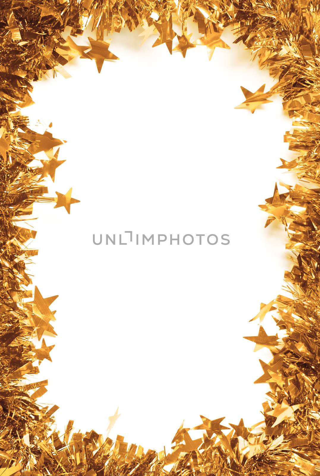 Christmas Gold Tinsel as a border isolated by ozaiachin