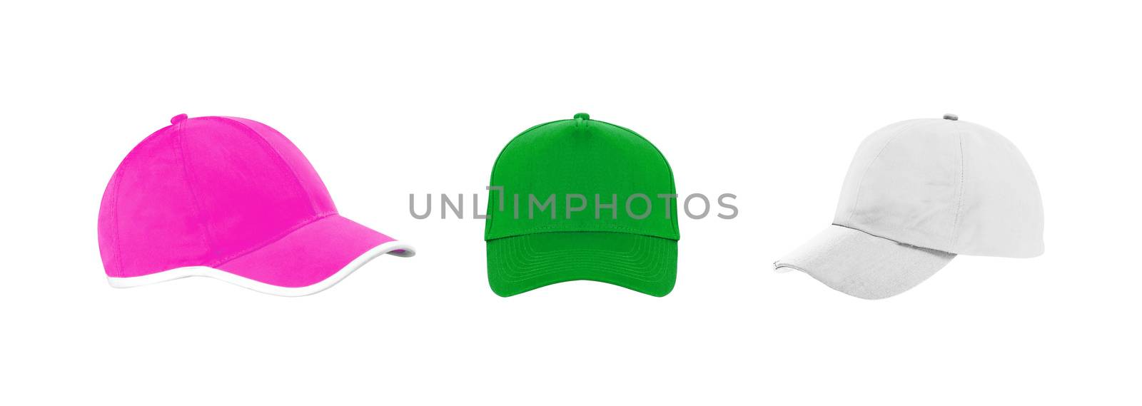 three baseball caps isolated on white background by ozaiachin