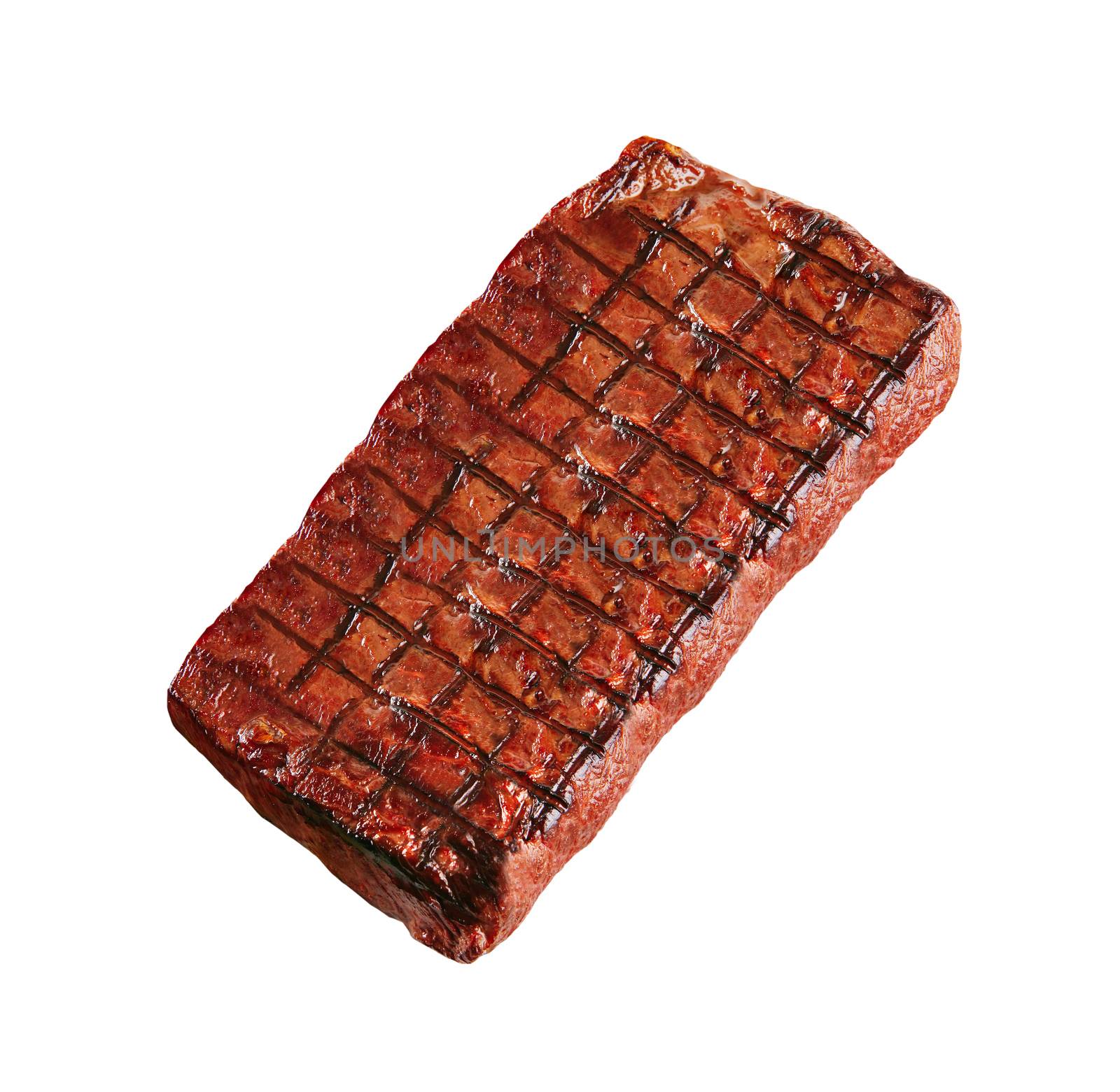 hot fresh grilled boneless rib eye steak isolated on white