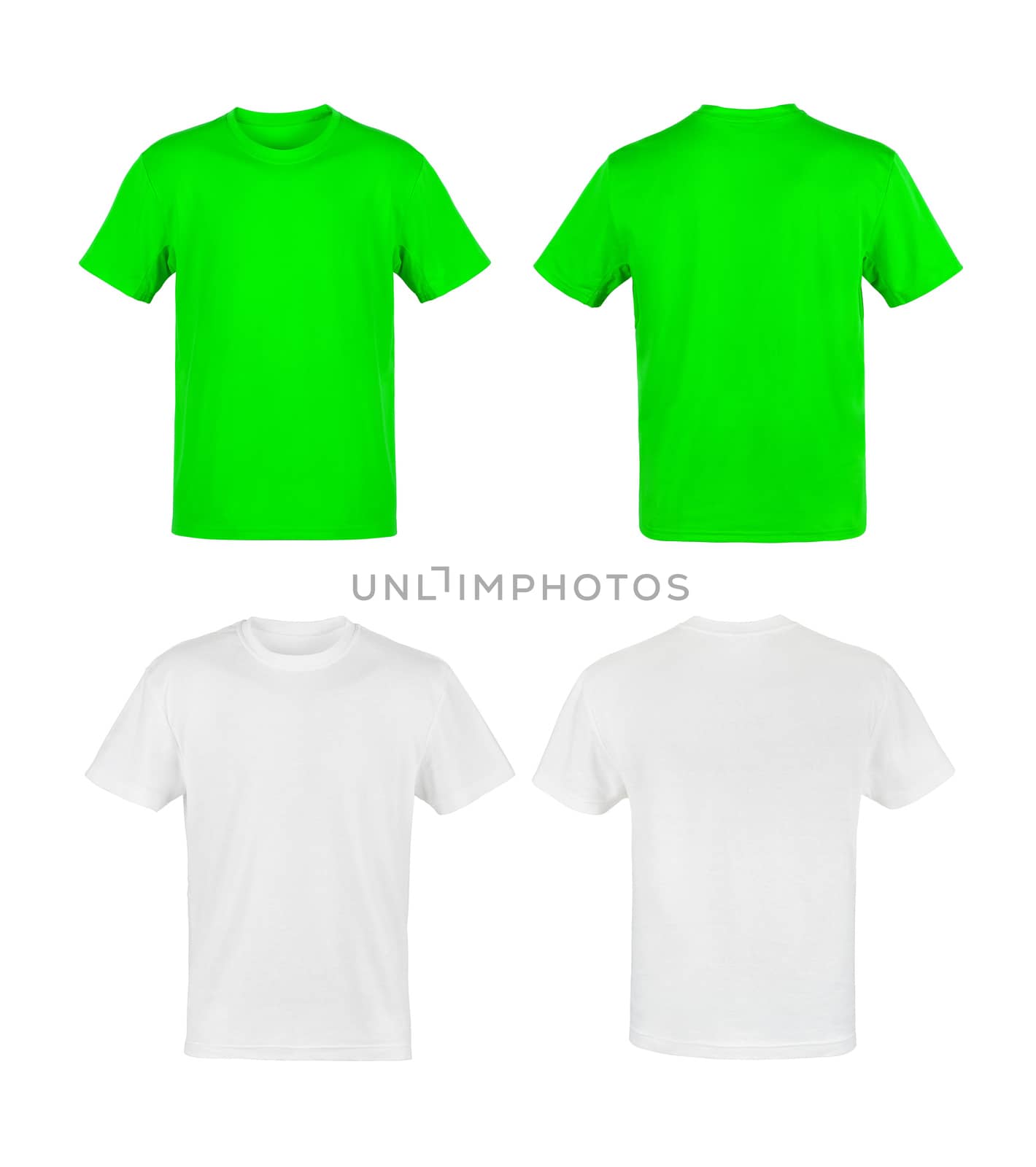 white and green shirts isolated on white