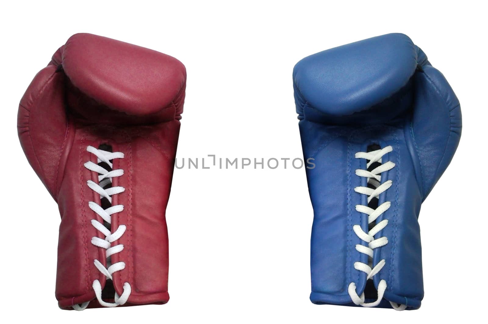 Green boxing glove on a white background close up