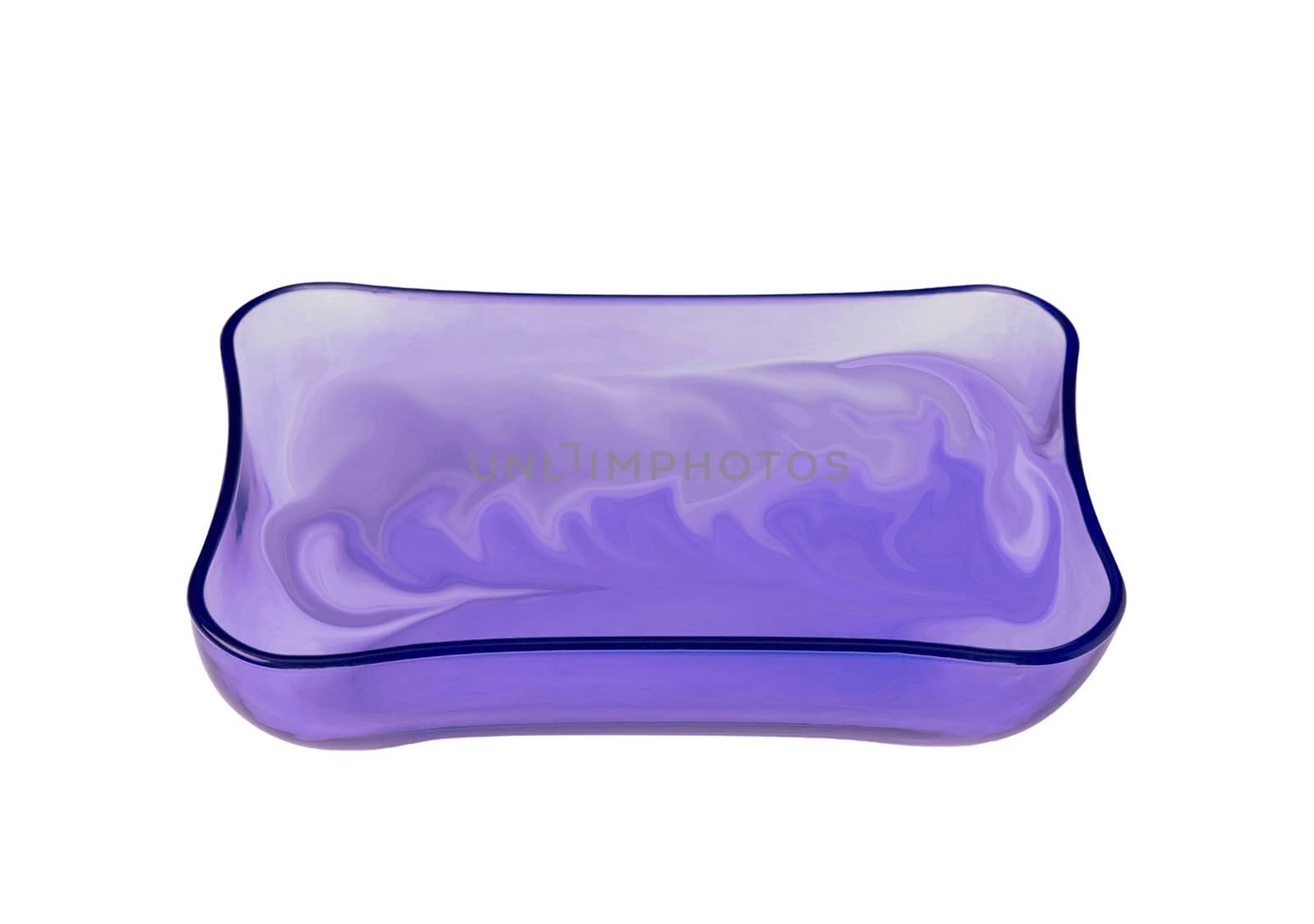 Violet glass bowl isolated on white background