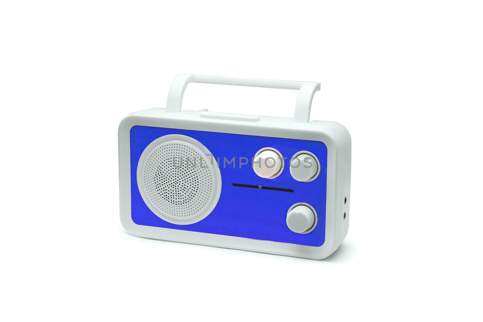 Blue Old fashioned radio isolated on white background