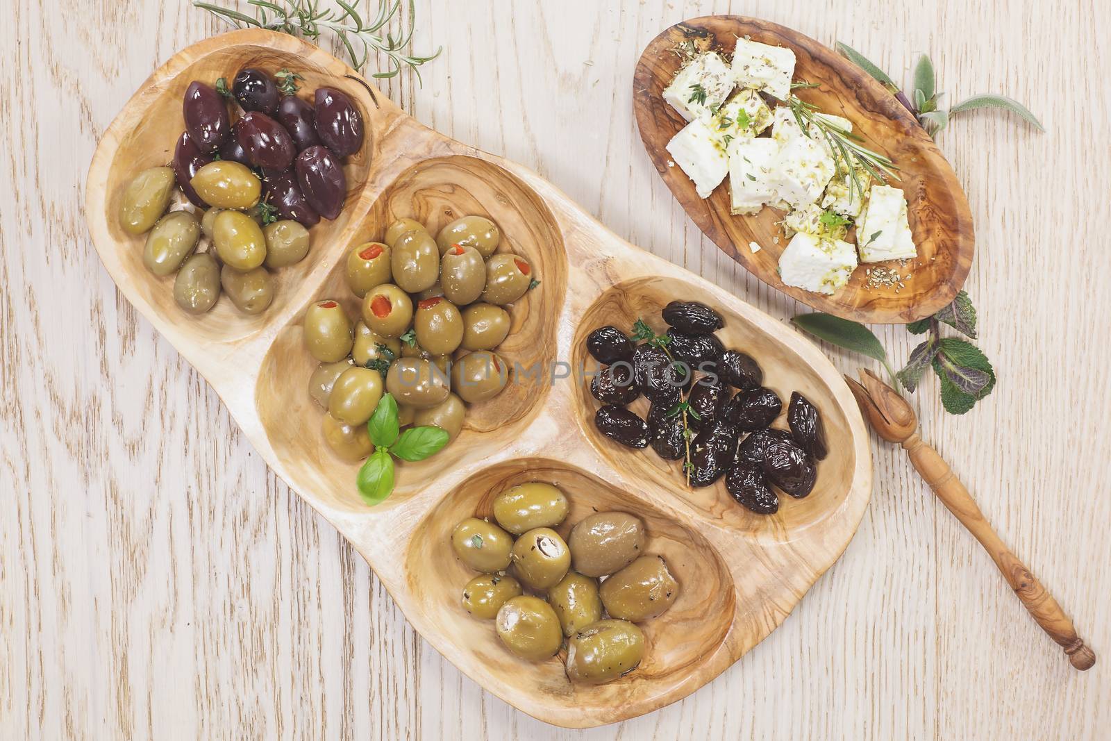 Black and green olives with feta cheese by Slast20