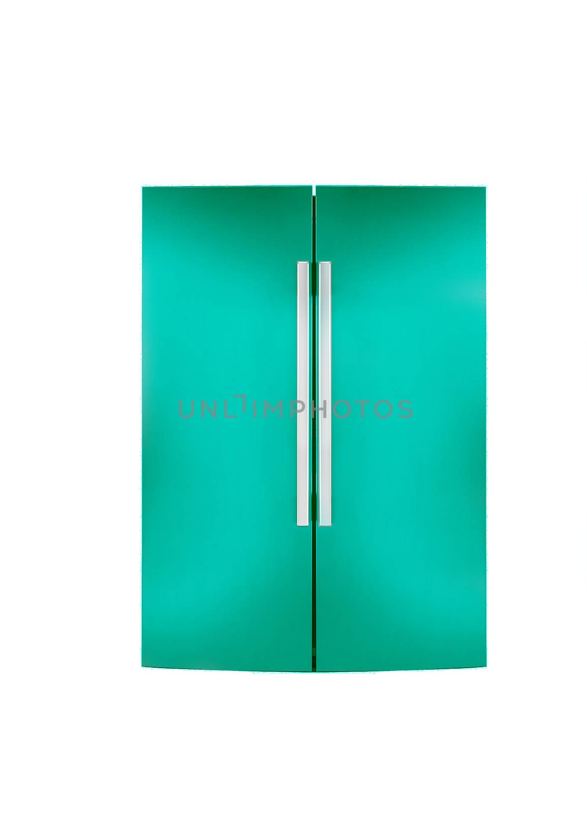 Two door refrigirator.On a white background.