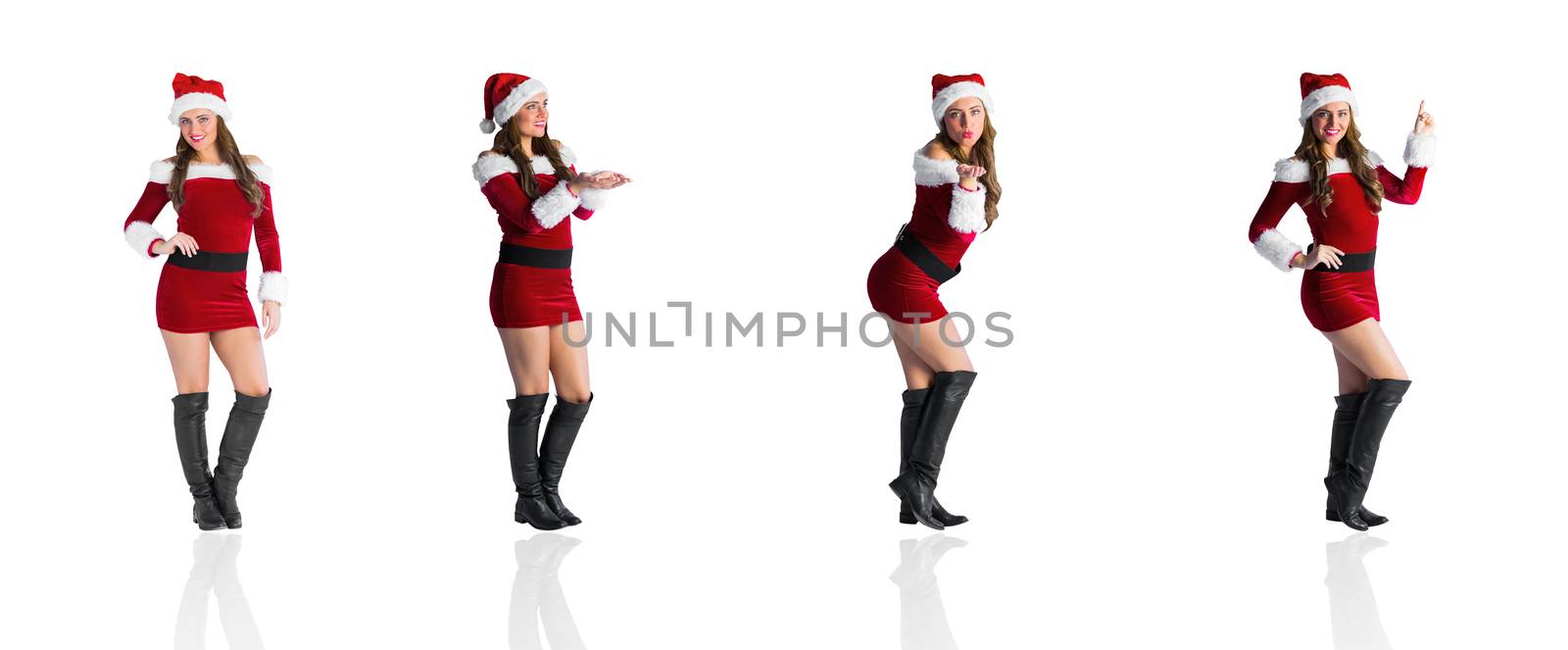 Composite image of different festive blondes on white background