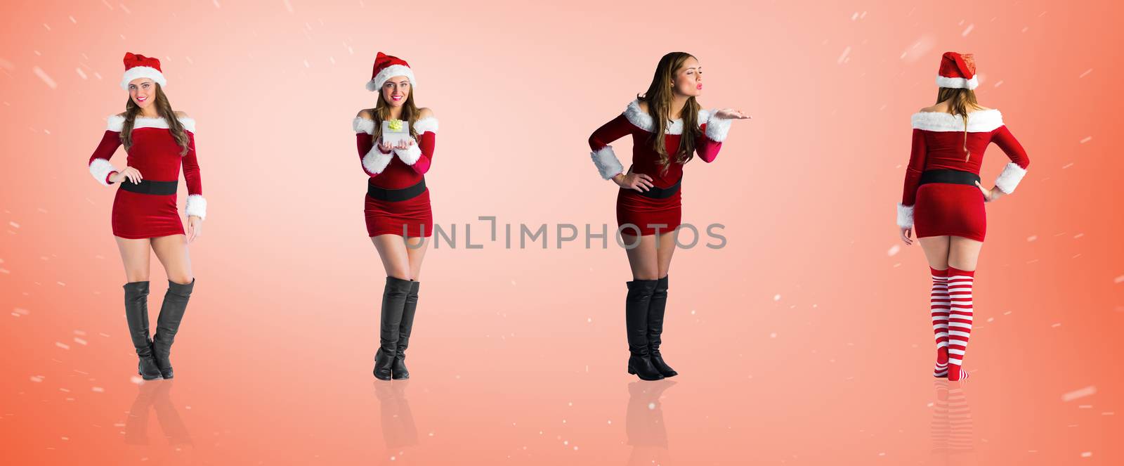 Composite image of different festive blondes by Wavebreakmedia