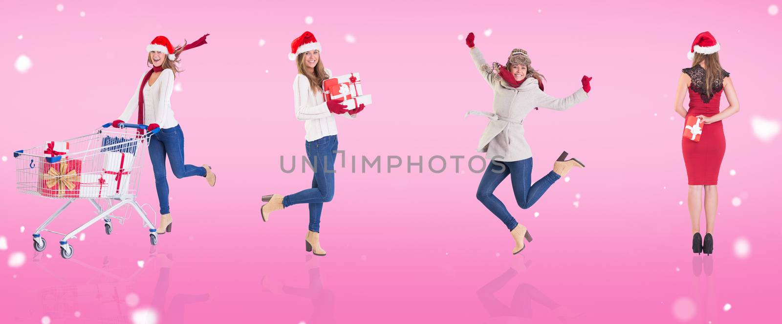 Composite image of different festive blondes by Wavebreakmedia